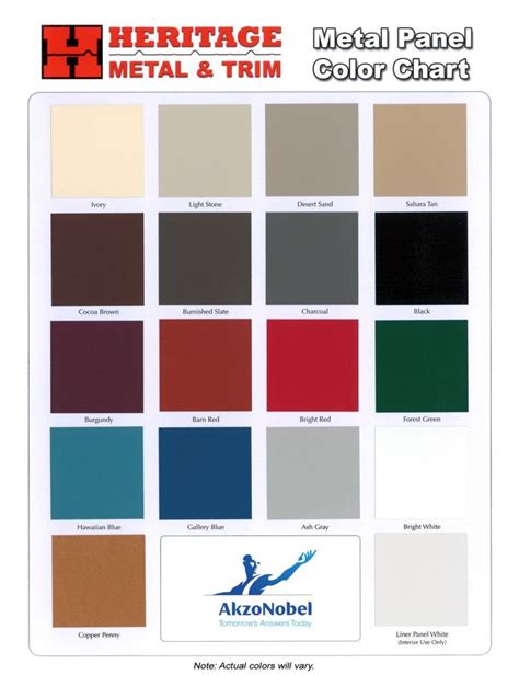 sheet metal colors for buildings